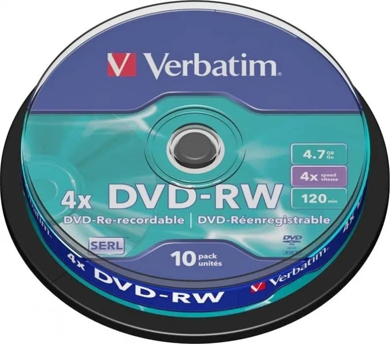 DVD-RW VERBATIM  4.7GB, 120min, viteza 4x, 10 buc, Single Layer, spindle, "Matt Silver" "43552"