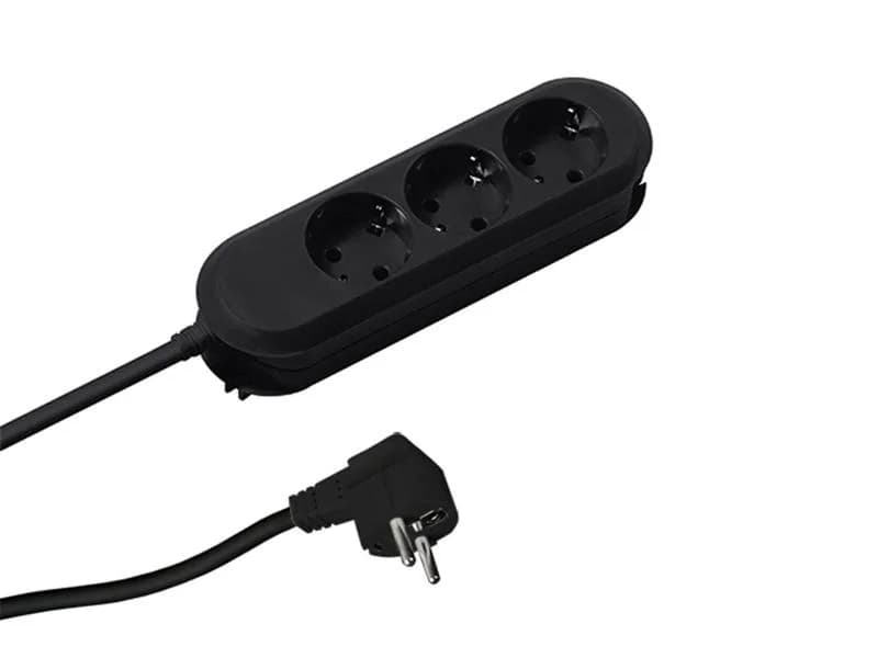 Prelungitor Bachmann SMART 3xCEE7/3,fara intrerupator, lungime cablu 1.5m, H05VV-F 3G1.5 negru nedemontabil