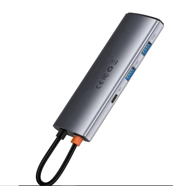 DOCKING Station Baseus Metal Gleam,conectare PC USB-C,USB 3.0x2,USB-Cx1,SDx1, MicroSDx1, USB-Cx1 PD 100W 5V/9V/14.5V/20V 5A(Max.),HDMIx1/4K/30Hz,gri "WKWG020113"-6932172602635 — miniatură