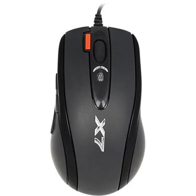 MOUSE A4tech, gaming, cu fir, USB, optic, 2000 dpi, butoane/scroll 6/1, buton selectare viteza, negru, "X-710BK"