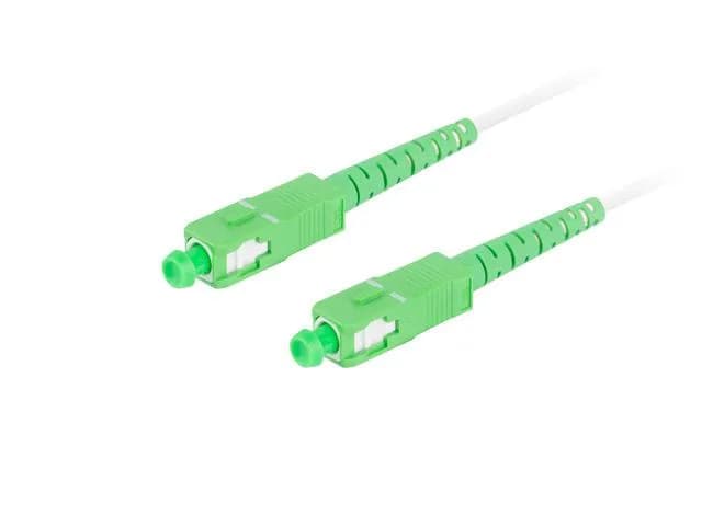 Patch cord fibră SM SC/APC-SC/APC simplex 5 m LSZH G657A2 3,0 mm alb — miniatură