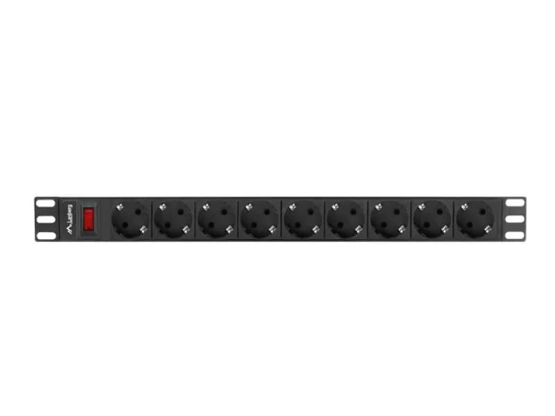 Unitate distributie alimentare PDU 19", 1U, 16A, 9 prize , negru