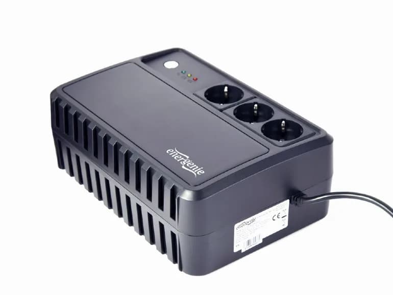 UPS GEMBIRD, Line Int., brick, 800VA/480W, AVR, Schuko x 3, 1 x baterie 12V/8Ah, LED, back-up 1 - 10 min., montabil pe perete, "EG-UPS-3SDT800-01" — miniatură