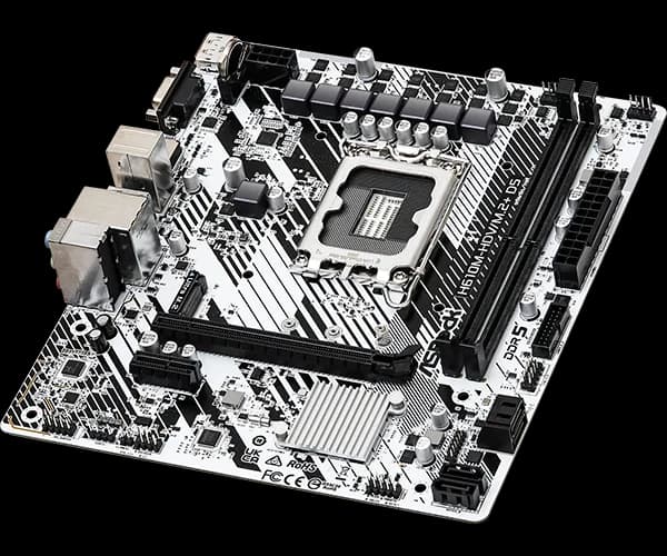 Placa de baza AsRock "H610M-HDV/M.2+ D5", skt. LGA 1700, chipset Intel H610, mATX, 2 x DDR5 max. 96 GB, USB 3.2 gen 1, 4 x SATA, 1 x M.2, PCIe 4.0, HDMI, DisplayPort, VGA, "H610M-HDV/M.2+ D5" — miniatură