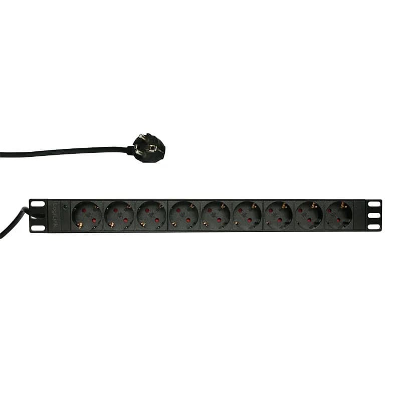 PDU LOGILINK 1U pt. rack 19 inch, 9 prize Schuko, intrare Schuko, max 16 A, 2 m, "PDU9C03"