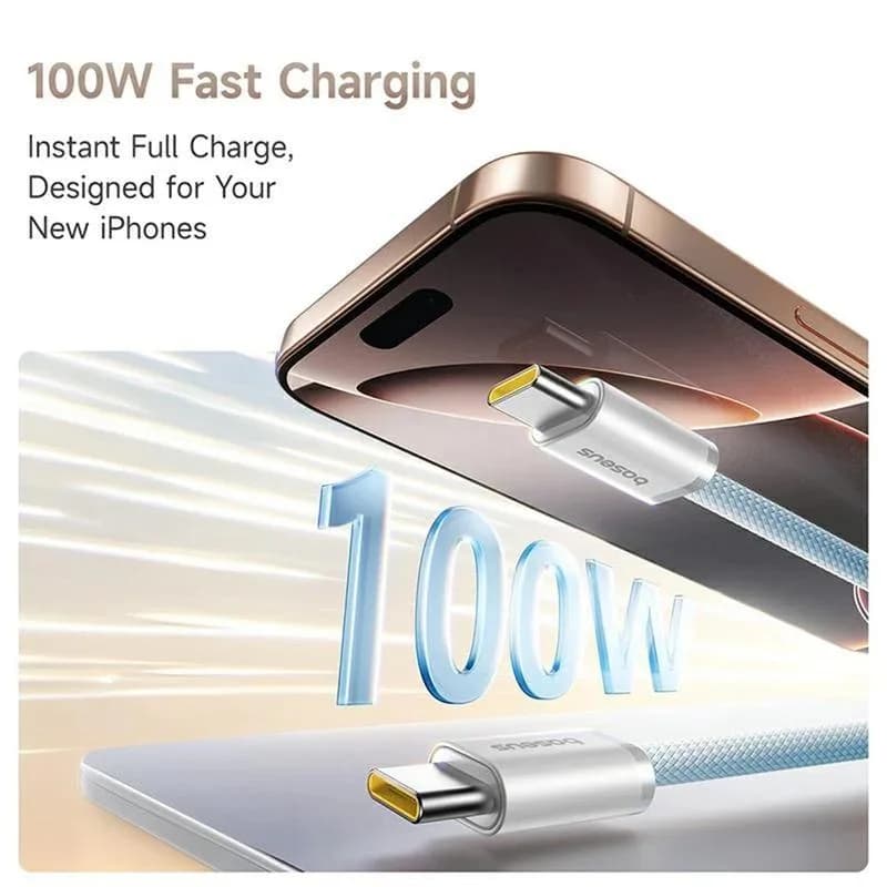 CABLU alimentare si date Baseus Dynamic 4 Pro, Fast Charging Data Cable pt. smartphone, USB Type-C la USB Type-C 100W, 1m, braided, albastru "P10385200311-00" - 6932172691400 — miniatură