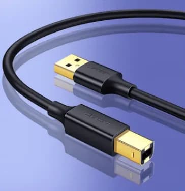 CABLU USB Ugreen pt. imprimanta, "US135" USB 2.0 (T) la USB 2.0 Type-B (T), 3m, conectori auriti, negru, "10351" - 6957303813513 — miniatură