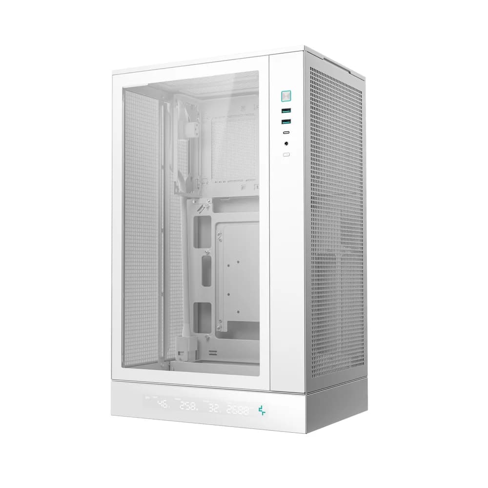 CARCASA DeepCool "CH270 DIGITAL WH", mini tower, gaming, fara sursa, suporta 6xfan, USB Type-C x 1, USB 3.2 gen 1 x 2, audio+mic, 4 sloturi expansiune, negru, "R-CH270-WHNDM0-G-1" — miniatură