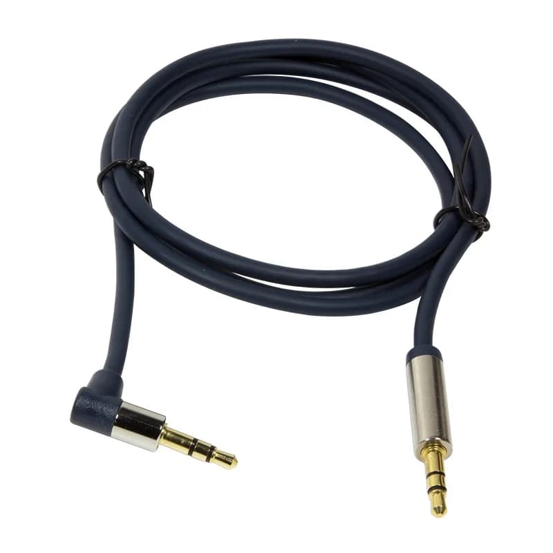 CABLU audio LOGILINK stereo (3.5 mm jack T/T), 1m, conectori auriti, un conector 90 grade, albastru "CA11100"
