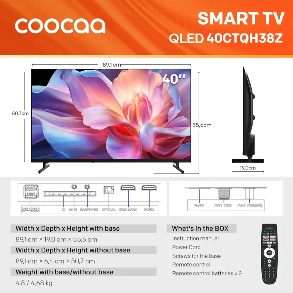 Televizor Coocaa QLED 40CTQH38Z, 100 cm, FHD, Smart TV — miniatură