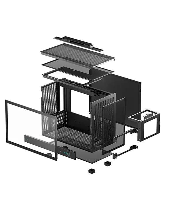 CARCASA gaming "CH160 PLUS", mini tower, mini-ITX, fara sursa, sticla securizata, suporta 4xfan, negru, 4 sloturi expansiune, USB-C x 1, USB 3.0 x 2, audio+mic, "R-CH160-BKNGM0-G" — miniatură