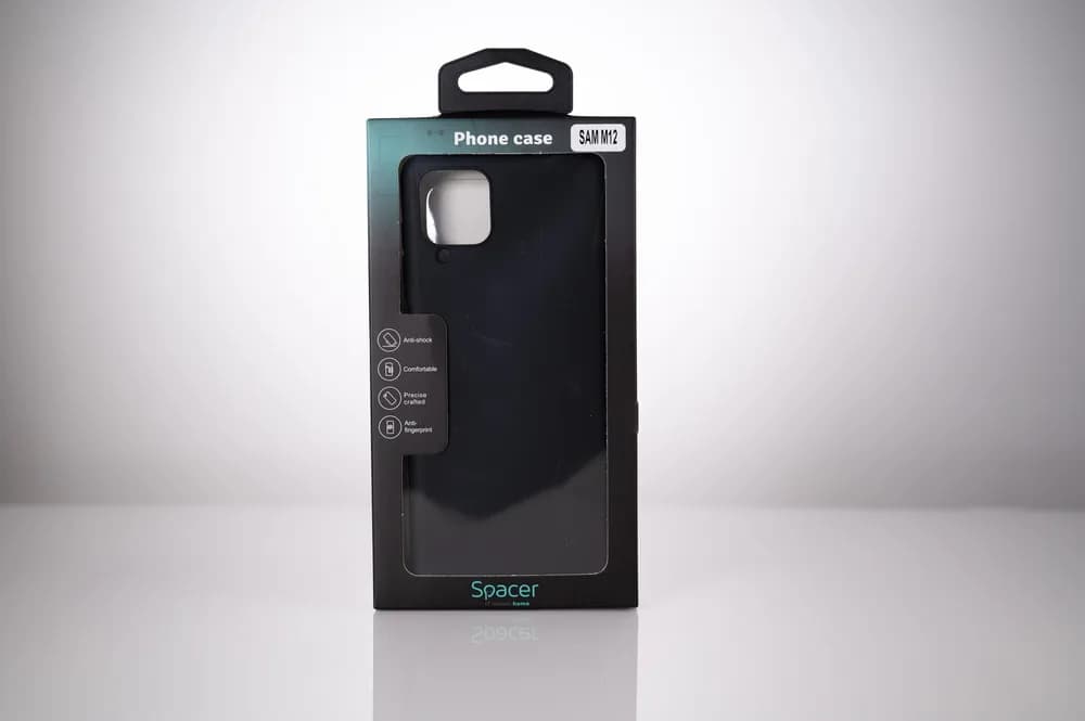 Husa Samsung Galaxy M12 Spacer, negru, grosime 1.5mm, material flexibil TPU "SPPC-SM-GX-M12-TPU" — miniatură