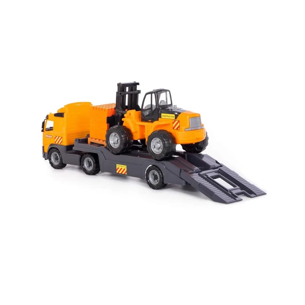 Trailer+stivuitor+palet cuburi - Volvo PowerTruck, 89x19x25 cm — miniatură