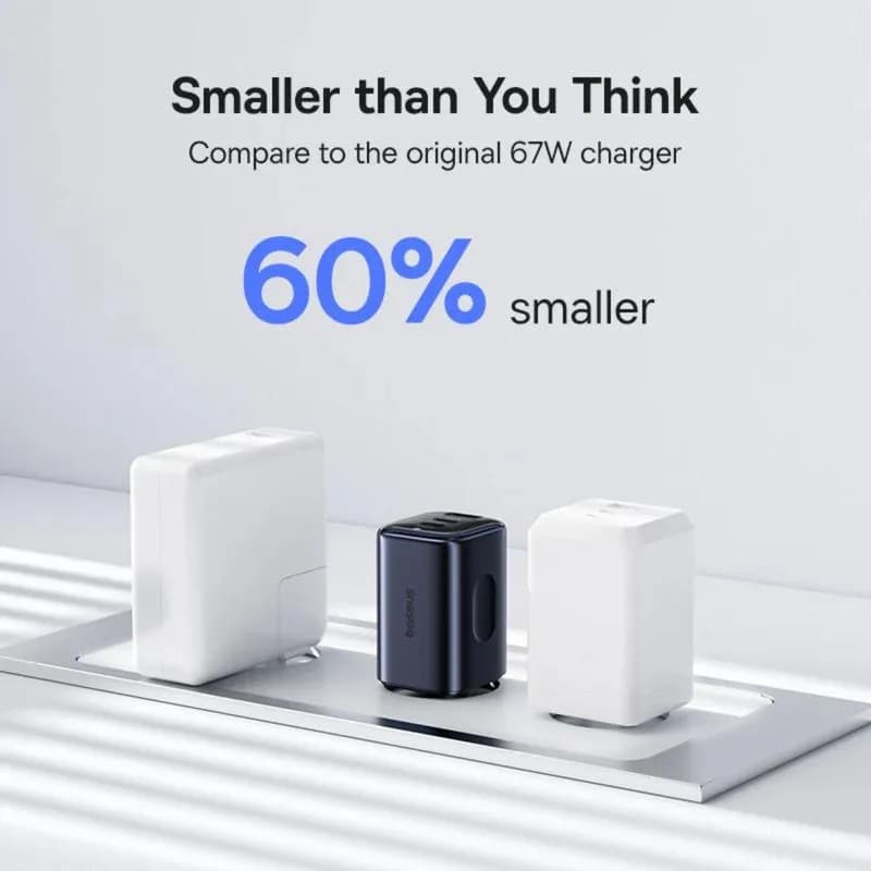INCARCATOR retea Baseus PicoGo AE11, Quick Charge 67W, 1 x USB, 2 x USB Type-C, negru "E0121200" - 6932172699963 — miniatură
