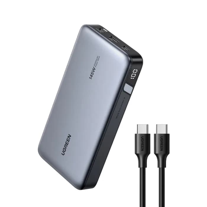 POWER BANK Ugreen "PB205", 25000mAh, PD 3.0 + QC 3.0 145W, 1 x USB; 2 x USB Type-C, digital display pt. status baterie, total 3A, gri, "90597A" - 6941876213528