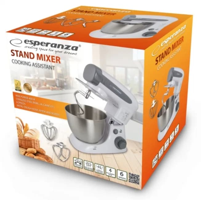 Robot de bucatarie Esperanza EKM024 800W 6 viteze bol 4l Argintiu "EKM024" — miniatură