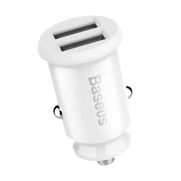 INCARCATOR auto Baseus Grain, 2 x USB Output 5V/3.1A, 15W total ambele porturi, pt. bricheta auto, alb "CCALL-ML02" - 6953156276529 — miniatură