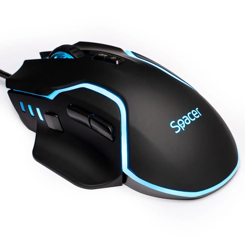 MOUSE Spacer - gaming, gaming, cu fir, USB, optic, 12.000 dpi, butoane/scroll 8/1, iluminare RGB, negru, "SPGM-ALIEN-RACE"