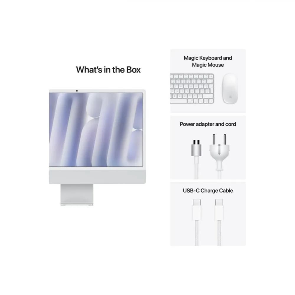 Apple iMAC 24" Retina 4.5k/ Apple M4 (CPU 8-core, GPU 8-core, Neural Engine16-core)/16GB/256GB - Silver - INT KB (2024) — miniatură