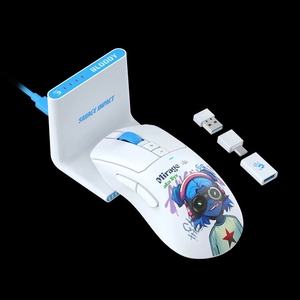 Mouse A4Tech, gaming, Bloody WaveLink Full Speed Dual Mode Wireless USB Type-C/Charging Dock /Nyx Mirage, "R73UltraDuo Nyx Mirage" 4711421 002363
