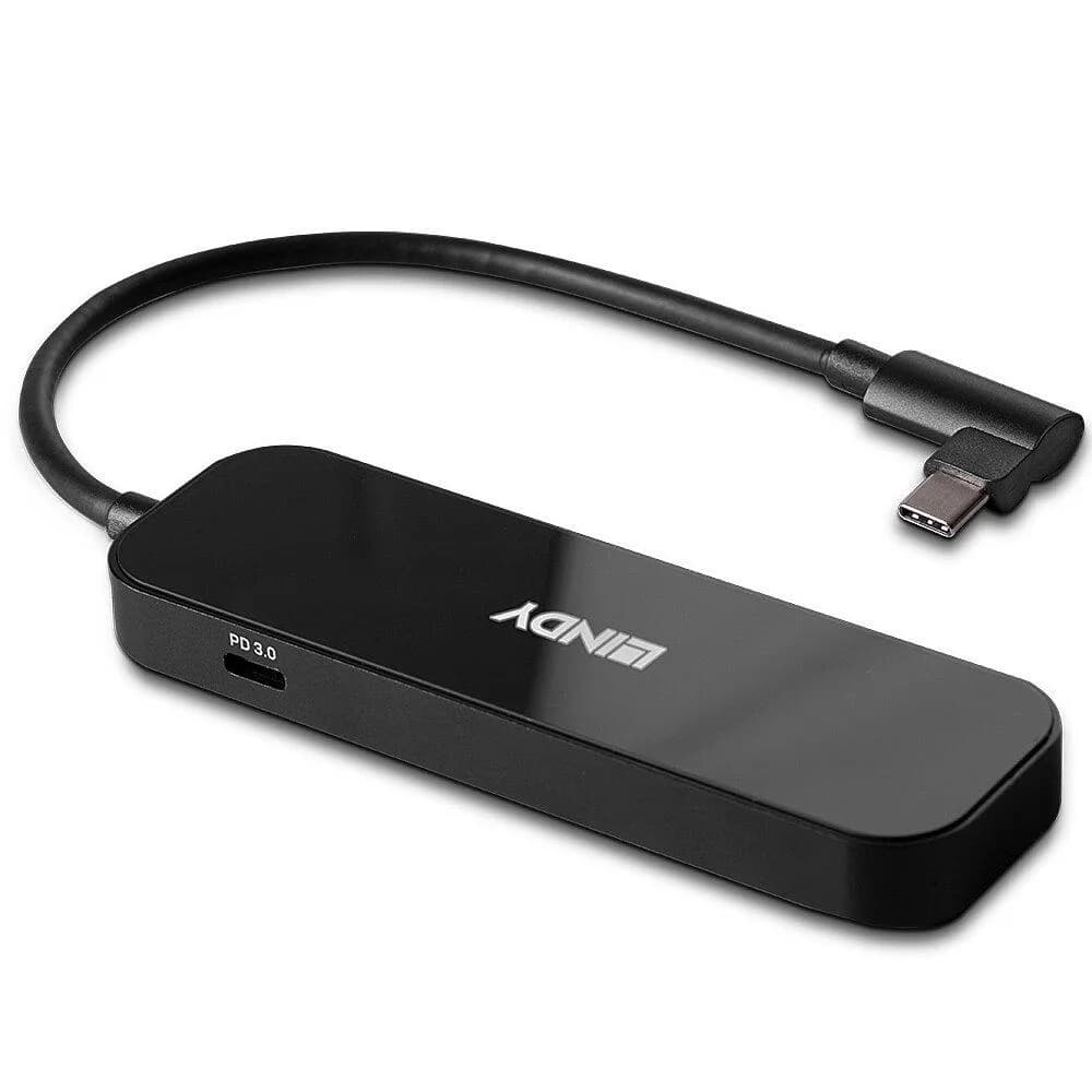 Hub USB LINDY 4 Port USB 3.2 Gen 2 Hub, USB-C, 4 porturi, Negru