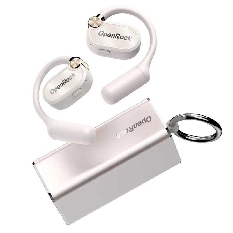 Casti OneOdio "OpenRock X", Open-Ear, utilizare smartphone, Bluetooth 5.3, rezistent la apa, multi-pairing, 4x mic, noise canceling, alb, "OpenRock X White"