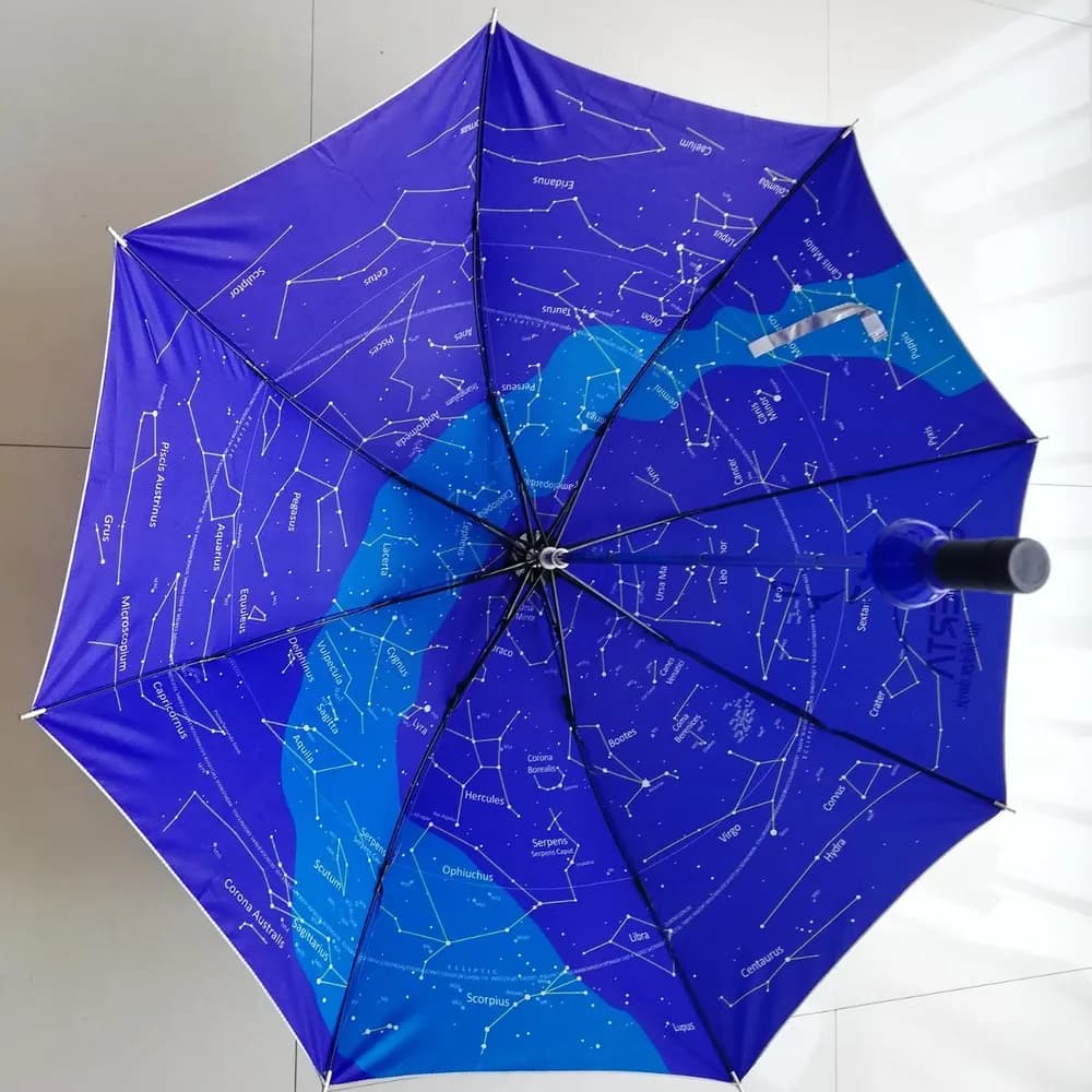 Umbrelă/parasolar cu hartă stelară, cu suprafață exterioară reflectorizantă UV