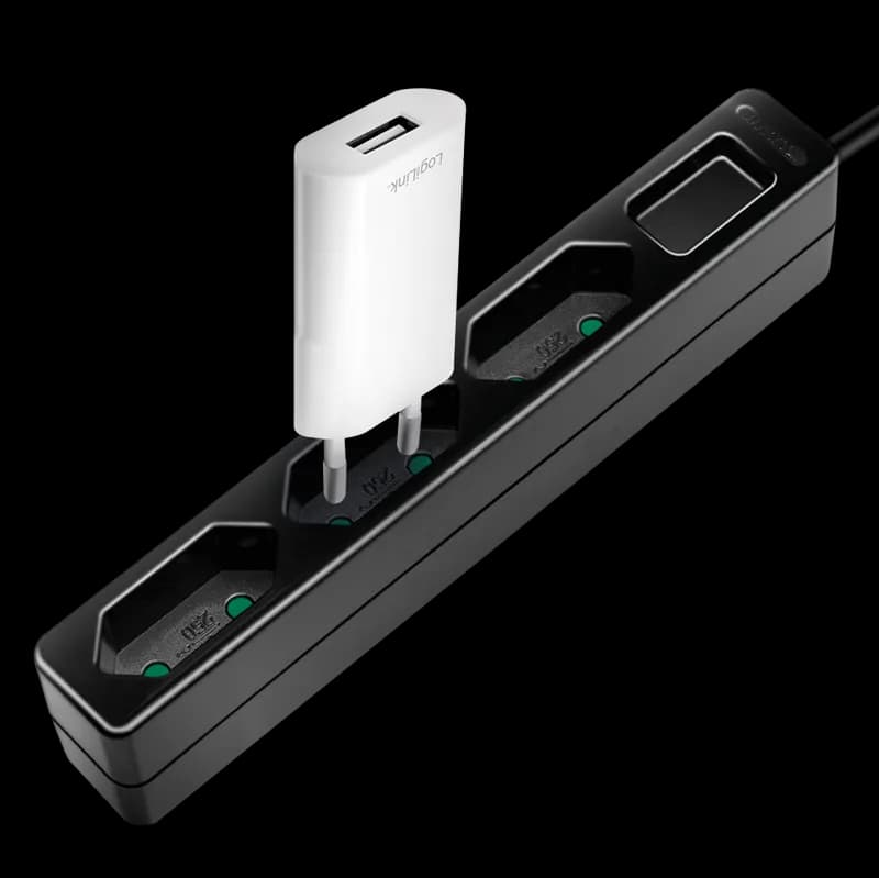 PRELUNGITOR LOGILINK, Euro skt x 3, cablu 3G 1.0mm2, 230 V/7.5 A, 50 Hz, max. 1700 W, IP20, 1.5m,negru, "LPS229B"
