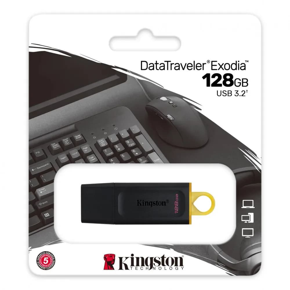 Memorie USB Kingston DataTraveler Exodia 128GB, USB 3.2, Negru — miniatură