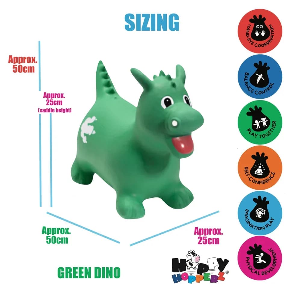 Jucărie gonflabilă săltăreață de călărit Dinozaurul Verde HappyHopperz — miniatură