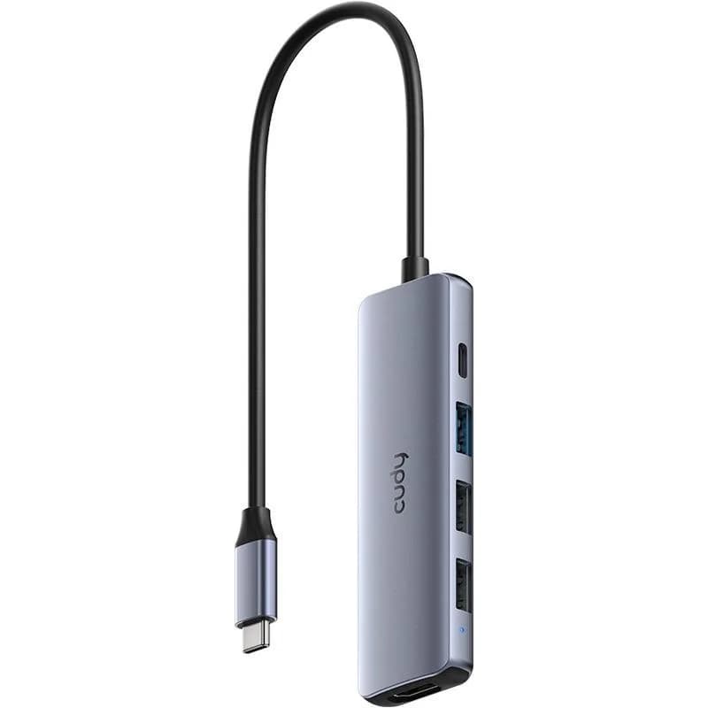 Hub USB CUDY 5-IN-1 USB Hub, USB-C, 5 porturi, HDMI, Argintiu — miniatură