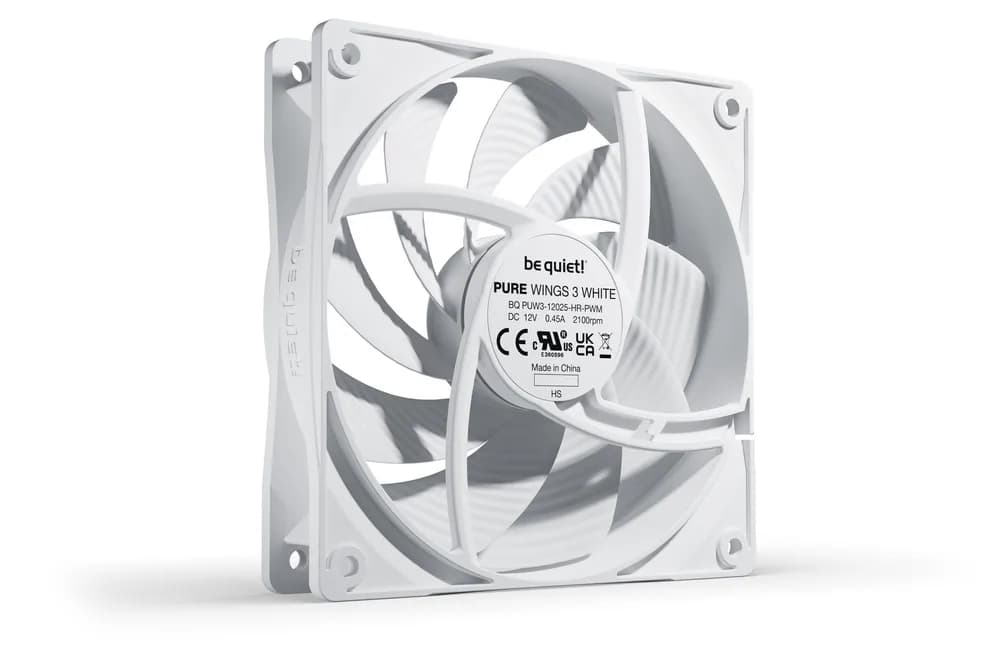Ventilator be quiet! "PURE WINGS 3 PWM"120mm 2100 rpm, Rifle bearing, 4-pin PWM, alb, "BL111" — miniatură