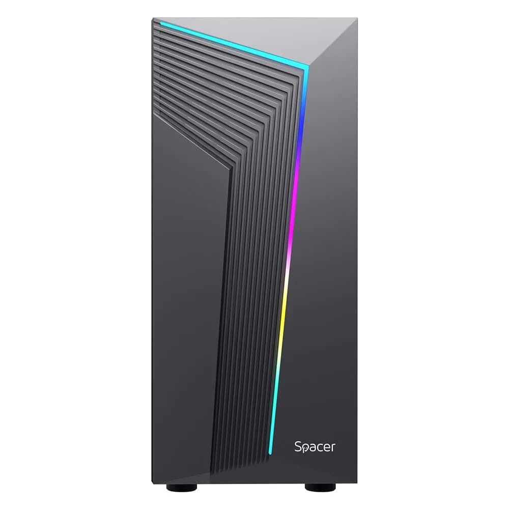 Carcasa SPACER WARRIOR, RGB, Mid Tower, Black — miniatură