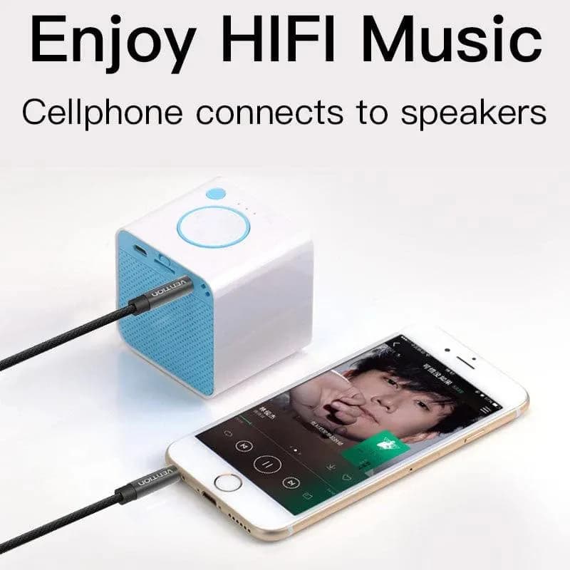 Cablu audio Vention, Jack 3.5mm (T) la Jack 3.5mm (T), 0.5m, conectori auriti, negru, "BAGBD" — miniatură