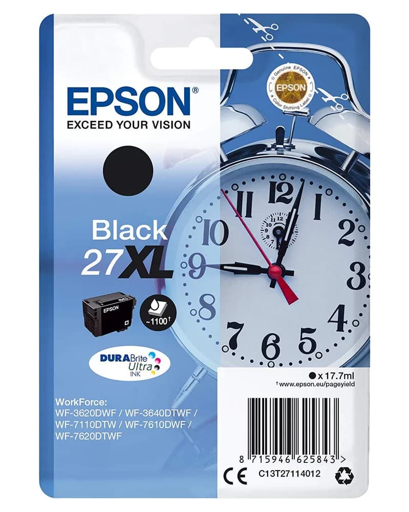 Cartus Cerneala Original Epson Black, nr.27XL, pentru WorkForce WF-7110|WF-7610, 1.1K, "C13T27114012"(RAPO)