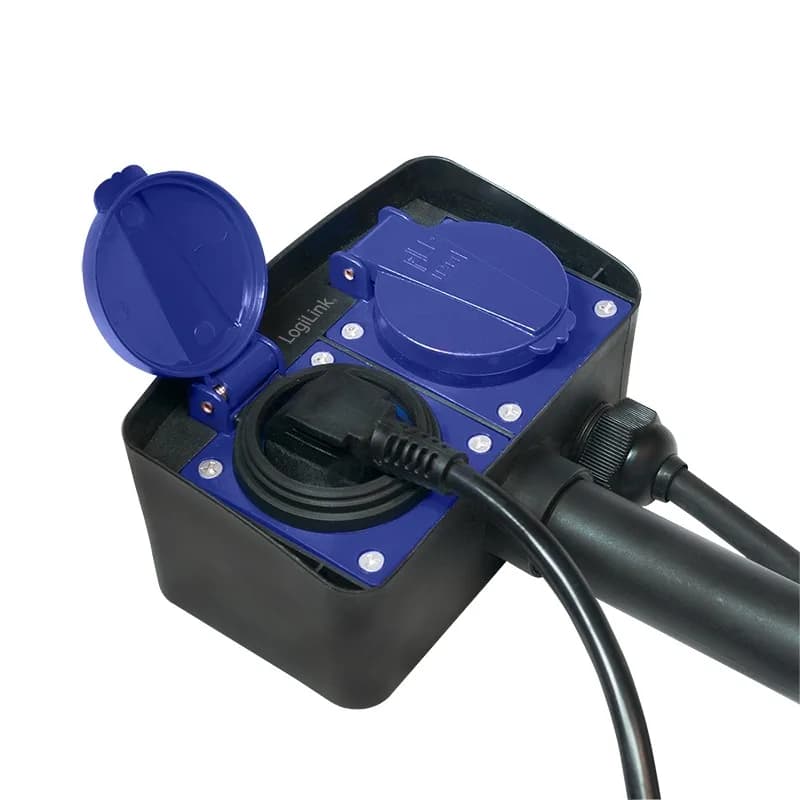 PRELUNGITOR LOGILINK, Schuko x 2, conectare prin Schuko (T), cablu 2 m, 16 A, fara protectie, exterior, negru, "LPS214" — miniatură