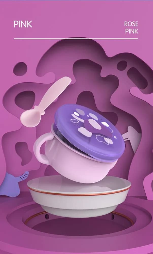 Bol 2 in 1 pentru snackuri cu lingurita, mov, U-Grow — miniatură