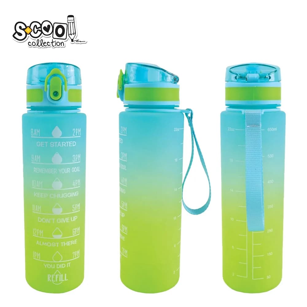Sticla apa 700 ml, MOTIVATIONALA, PLASTIC, GREEN GRADIENT, 25.10x6.9CM- S-COOL