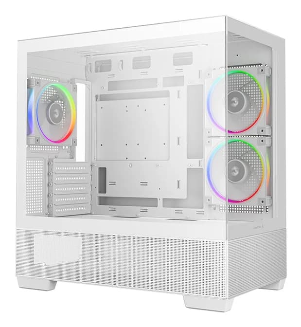 CARCASA DeepCool "CG380 Wh", middle tower, gaming, fara sursa, suporta 9xfan, 3xfan inclus, PSU shroud, USB Type-C x 2, USB 3.2 gen 1 x 2, audio+mic, 5 sloturi expansiune, alb, "R-CG380-WHAGM3-G" — miniatură