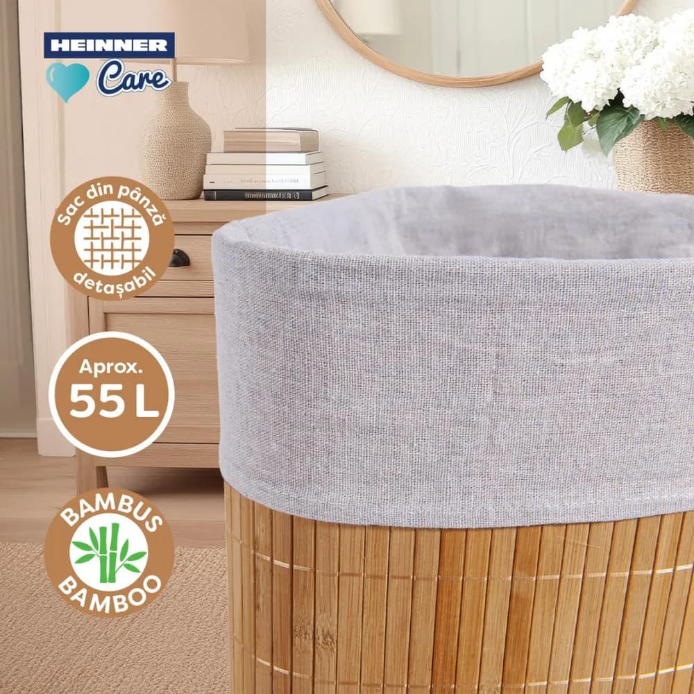 COS DE RUFE DIN BAMBUS PENTRU COLT, 35x35x60 CM, 55 L — miniatură
