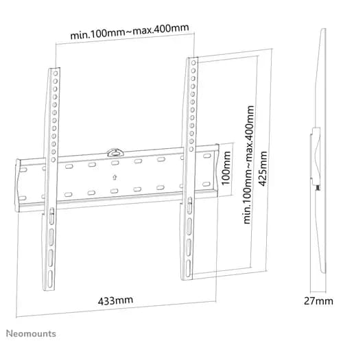 Suport TV de perete, Neomounts by Newstar FPMA-W300BLACK, Fix, 32"- 55", VESA 400x400mm, suporta pana la 40kg, negru — miniatură
