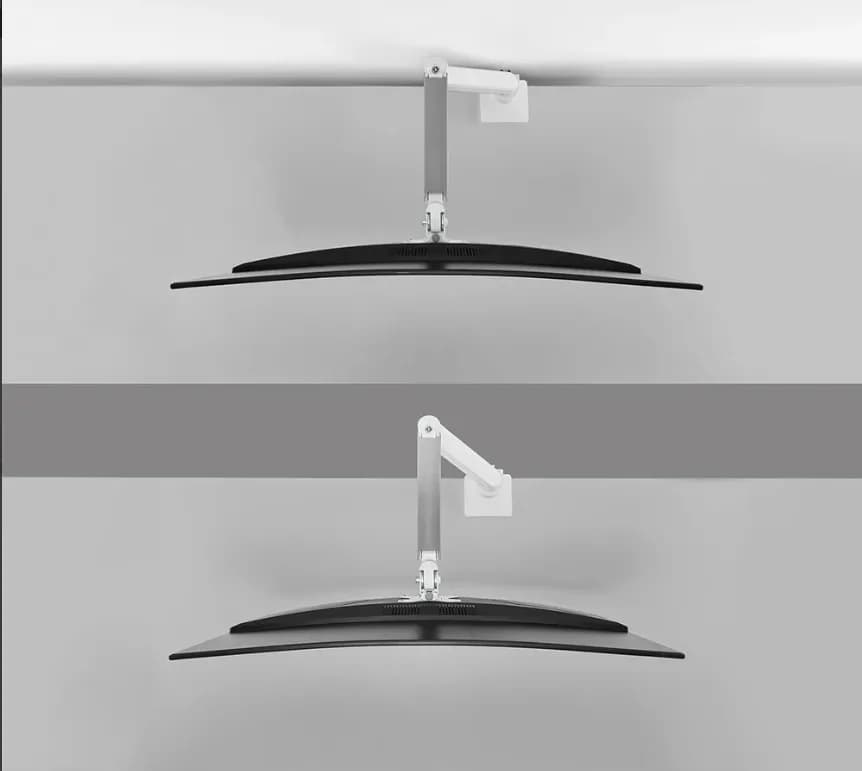 Brat monitor pentru ecrane curbate Neomounts DS70PLUS-450WH1; pentru display-uri cu diagonale 17"-49", sistem de prindere VESA 75x75~100x100, greutate maxima suportata 18kg, full motion, tilt +45°, swivel 90°, rotate 180°, distanta fata de perete 108-568mm; gas spring; culoare alb. — miniatură