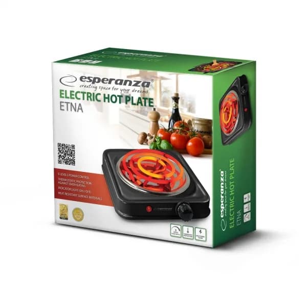 Plita electrica Esperanza Etna EKH012K 1000W 21 cm Negru "EKH012K" — miniatură