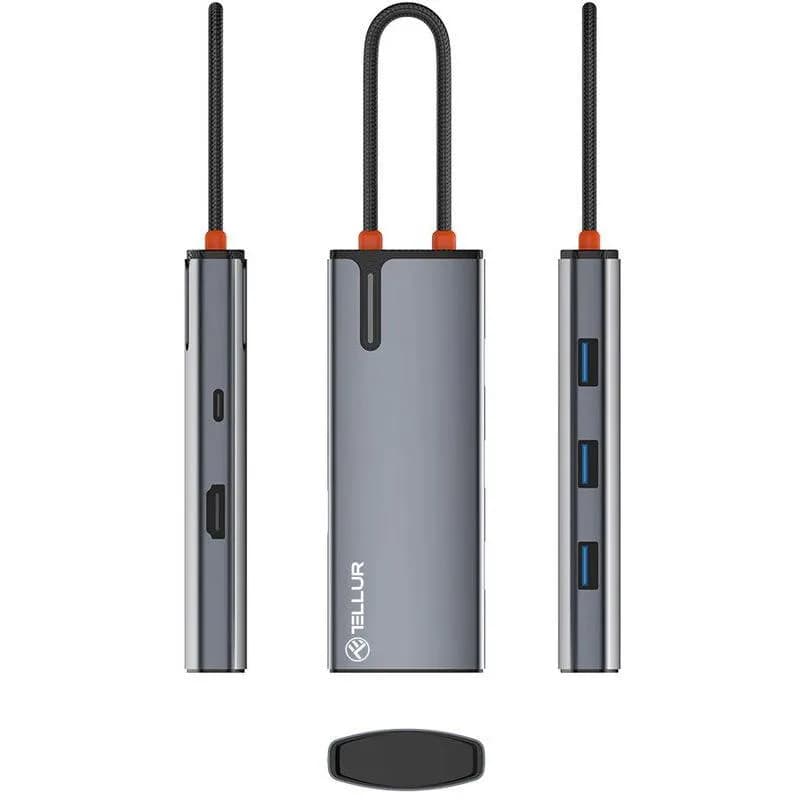 Hub USB TELLUR TLL321061 USB-C, 5 porturi, HDMI, Gri — miniatură