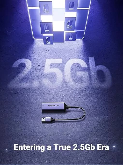 ADAPTOR RETEA Ugreen, "CM648" USB 3.0 to 2.5G RJ-45 LAN Adapter, LED, metalic, gri "25051" - 6941876220519 — miniatură