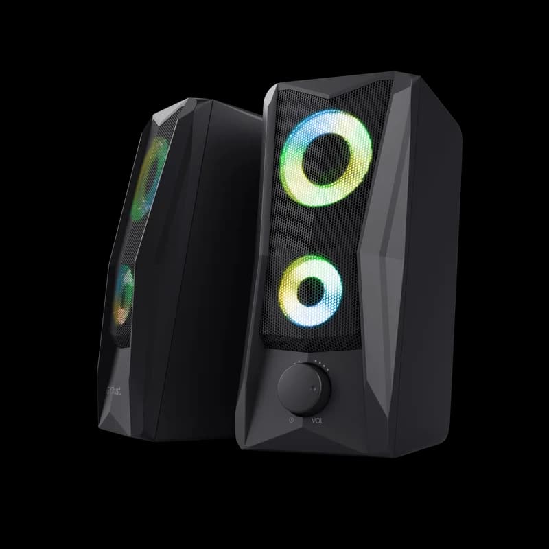 Boxe Trust GXT 606 Javv, iluminare RGB LED, putere maxima 12W, frecventa de raspuns 160 Hz - 20.000 Hz, audio input 3.5mm, negru — miniatură
