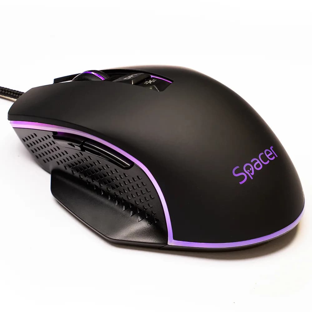 MOUSE Spacer - gaming, gaming, cu fir, USB, optic, 8.000 DPI, butoane/scroll 7/1, iluminare RGB, negru, "SPGM-PULSAR-SPEED"