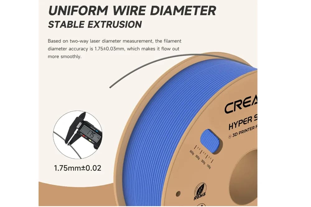 CREALITY HYPER PLA 3D Printer Filament, Blue, Temperatura printare: 200-220 grade celsius, Diametru filament: 1.75mm, Tensile strength: 52.99MPa, Bending strenght:92.38Mpa Dimensiuni rola filament: Diametru 200mm, inaltime 70mm, gaura centrala 56mm, viteza printare: pana la 600mm/s — miniatură