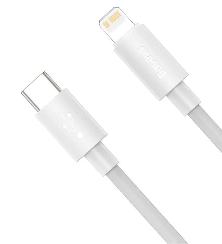 CABLU alimentare si date Baseus Simple Wisdom,Fast Charging Data Cable pt.smartphone,USB Type-C la Lighting PD 20W (2buc/set),1.5m, alb "TZCATLZJ-02" - 6953156230323 — miniatură