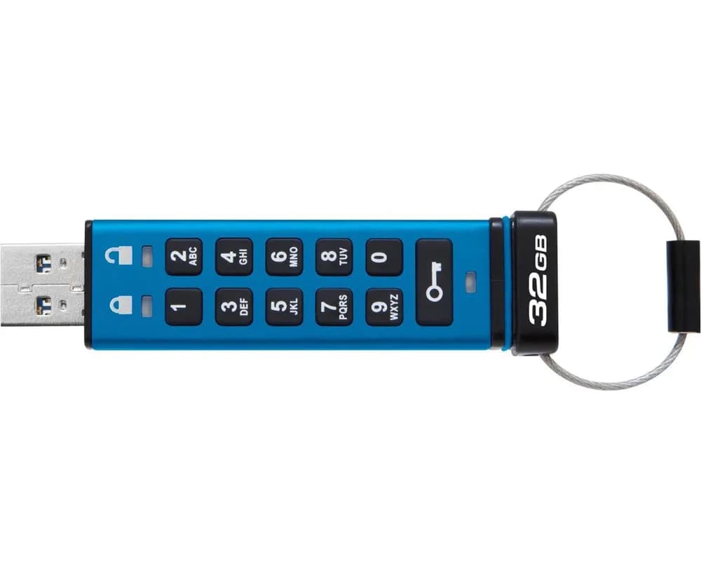 Memorie USB Kingston Keypad 200 32 GB, USB 3.2, Albastru — miniatură